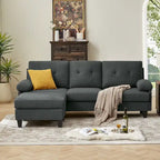 86.22 Wide Sectional Sofa with Ottoman & Side Storage Bags