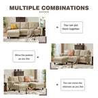 86.22 Wide Sectional Sofa with Ottoman & Side Storage Bags