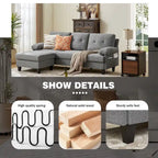 86.22 Wide Sectional Sofa with Ottoman & Side Storage Bags