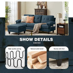 86.22 Wide Sectional Sofa with Ottoman & Side Storage Bags