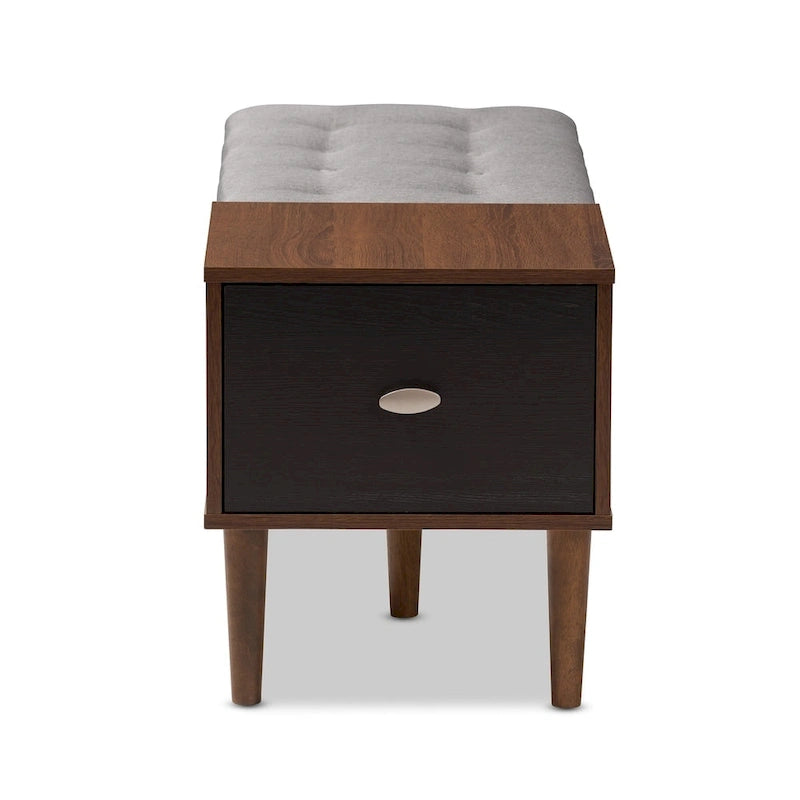 Mid-century 1-Drawer Shoe Storage Bench by Baxton Studio