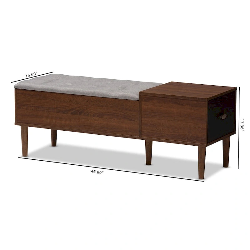 Mid-century 1-Drawer Shoe Storage Bench by Baxton Studio