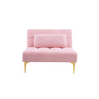 Convertible Futon Teddy Fabric Sofa Bed With Gold Metal Legs