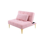 Convertible Futon Teddy Fabric Sofa Bed With Gold Metal Legs