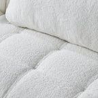 Convertible Futon Teddy Fabric Sofa Bed With Gold Metal Legs