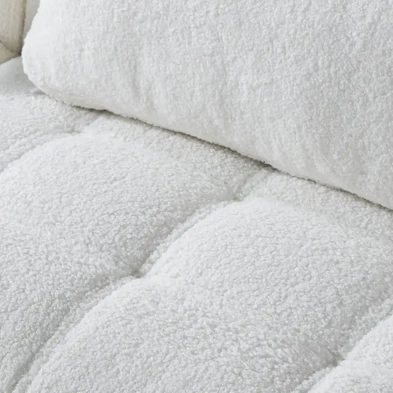 Convertible Futon Teddy Fabric Sofa Bed With Gold Metal Legs