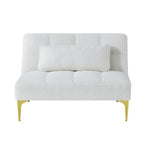 Convertible Futon Teddy Fabric Sofa Bed With Gold Metal Legs