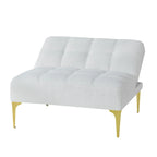 Convertible Futon Teddy Fabric Sofa Bed With Gold Metal Legs