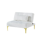 Convertible Futon Teddy Fabric Sofa Bed With Gold Metal Legs