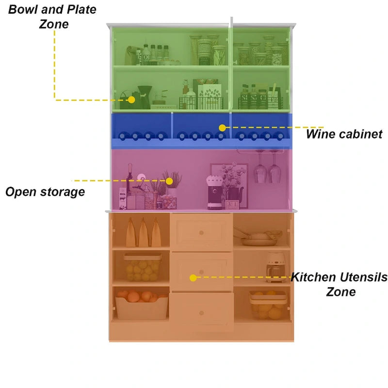 78.9 Pantry Buffet with Hutch Freestanding Kitchen Storage Cabinet