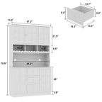 78.9 Pantry Buffet with Hutch Freestanding Kitchen Storage Cabinet