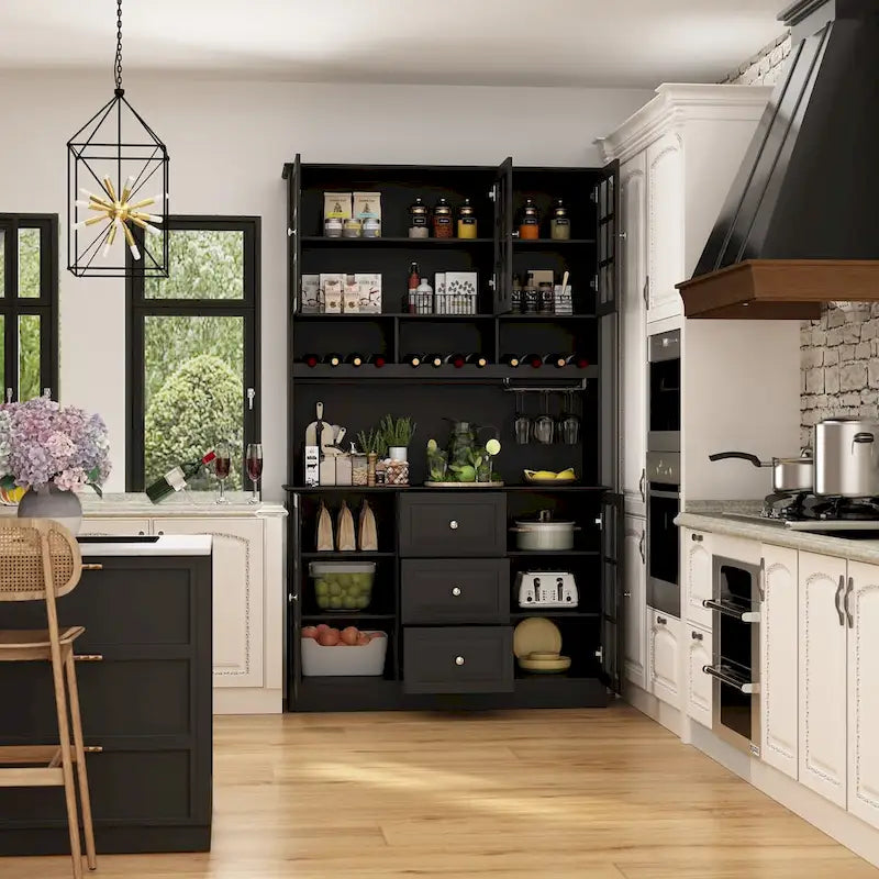 78.9 Pantry Buffet with Hutch Freestanding Kitchen Storage Cabinet