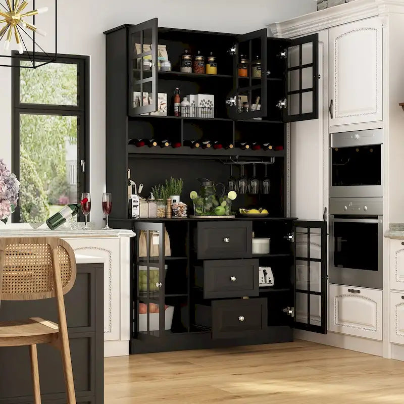 78.9 Pantry Buffet with Hutch Freestanding Kitchen Storage Cabinet