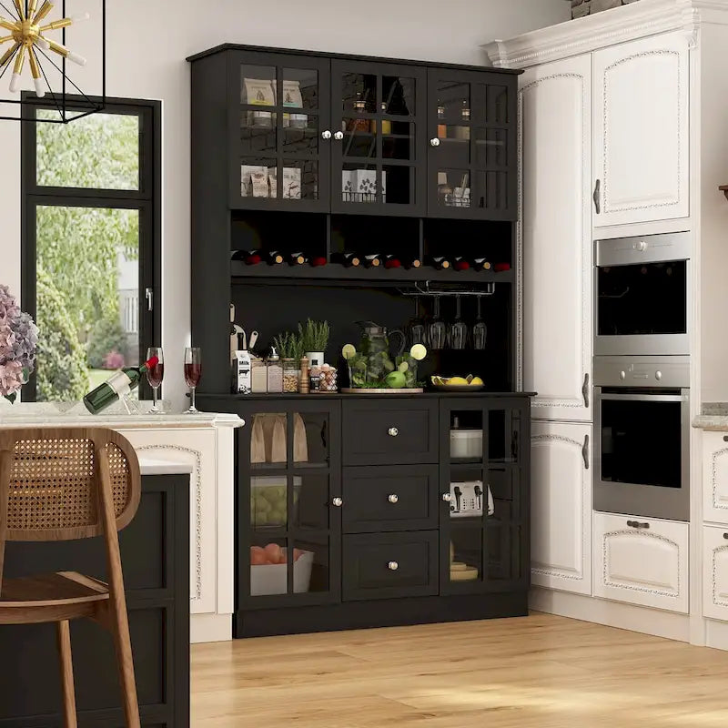 78.9 Pantry Buffet with Hutch Freestanding Kitchen Storage Cabinet