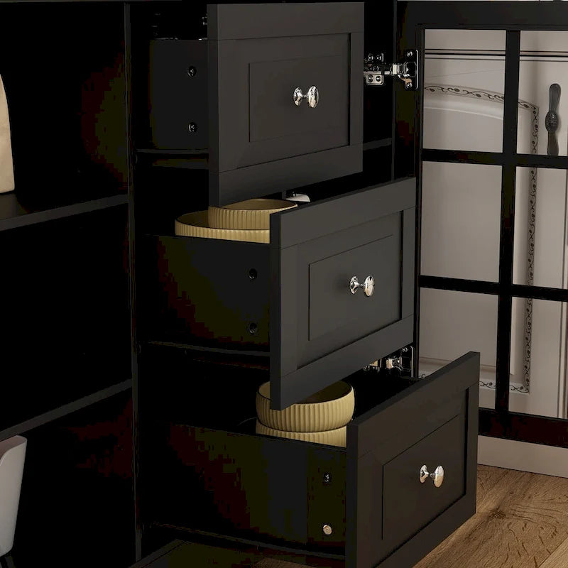 78.9 Pantry Buffet with Hutch Freestanding Kitchen Storage Cabinet