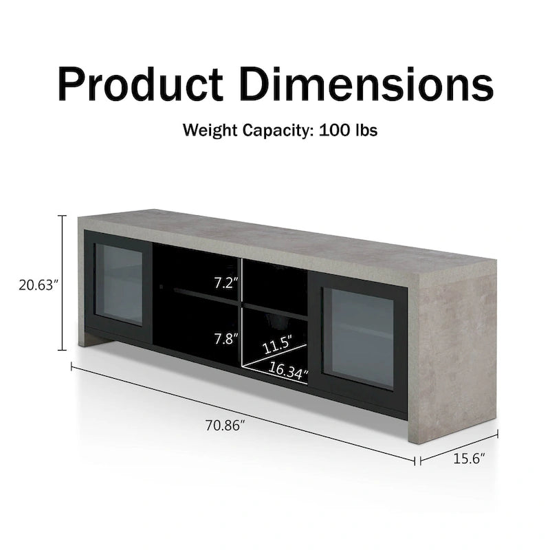Haylin Contemporary 71-inch Glass Multi-functional Storage TV Console by Furniture of America