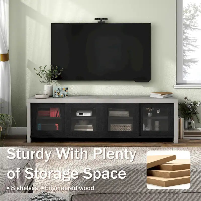 Haylin Contemporary 71-inch Glass Multi-functional Storage TV Console by Furniture of America