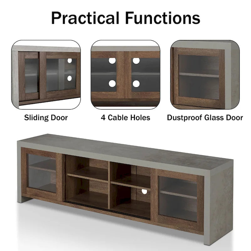Haylin Contemporary 71-inch Glass Multi-functional Storage TV Console by Furniture of America