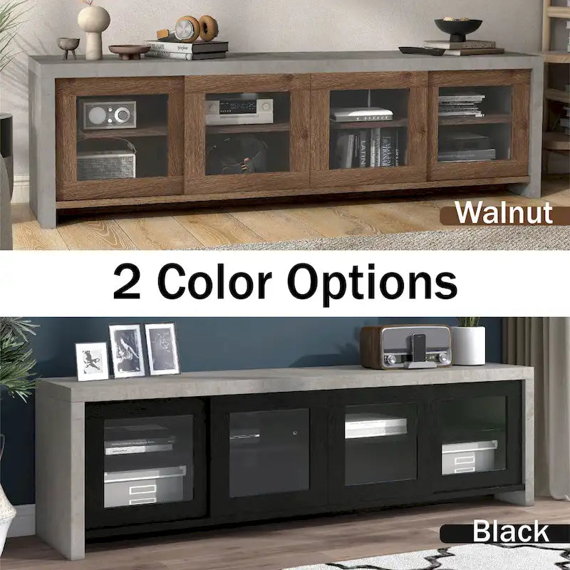 Haylin Contemporary 71-inch Glass Multi-functional Storage TV Console by Furniture of America