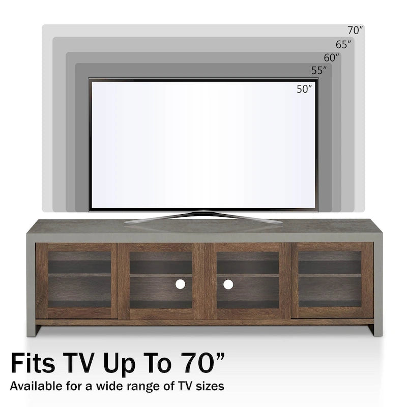 Haylin Contemporary 71-inch Glass Multi-functional Storage TV Console by Furniture of America