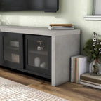 Haylin Contemporary 71-inch Glass Multi-functional Storage TV Console by Furniture of America
