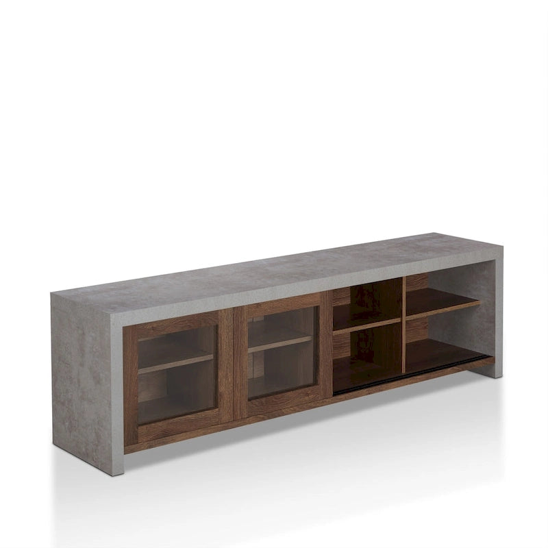 Haylin Contemporary 71-inch Glass Multi-functional Storage TV Console by Furniture of America
