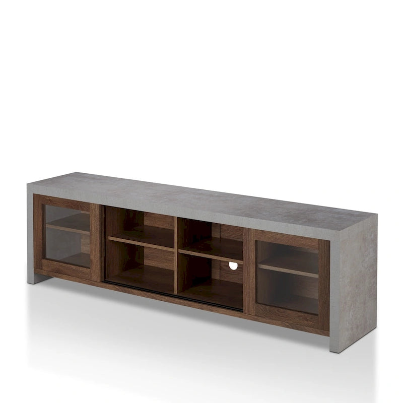 Haylin Contemporary 71-inch Glass Multi-functional Storage TV Console by Furniture of America