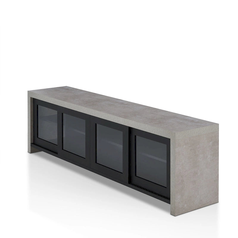 Haylin Contemporary 71-inch Glass Multi-functional Storage TV Console by Furniture of America