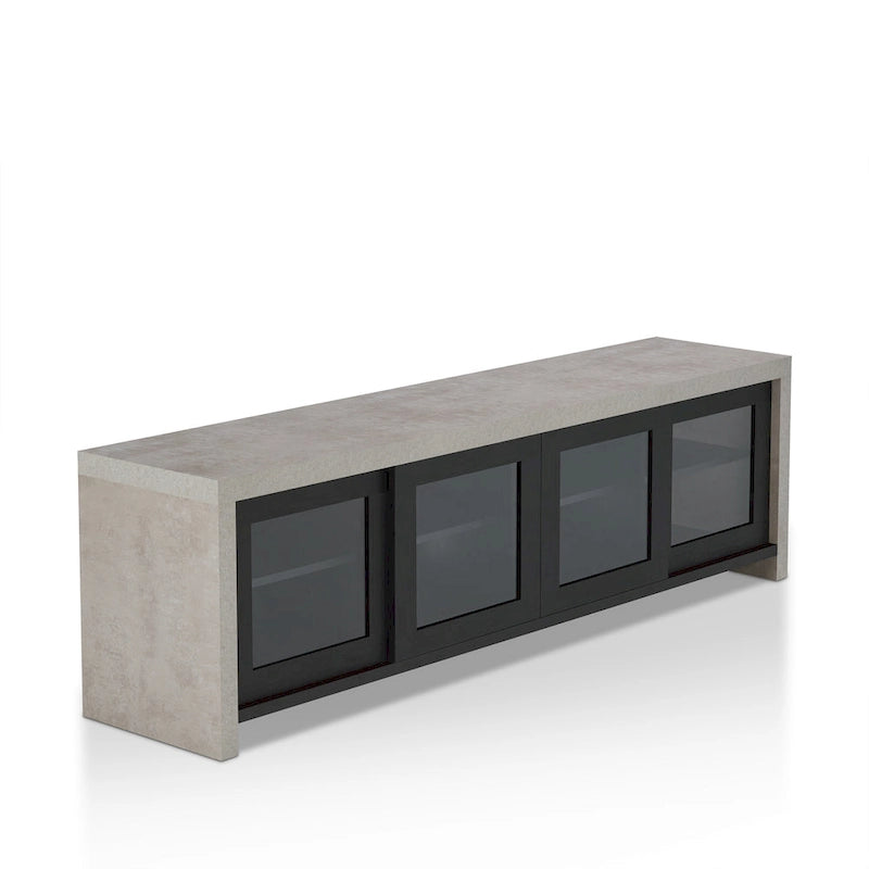 Haylin Contemporary 71-inch Glass Multi-functional Storage TV Console by Furniture of America