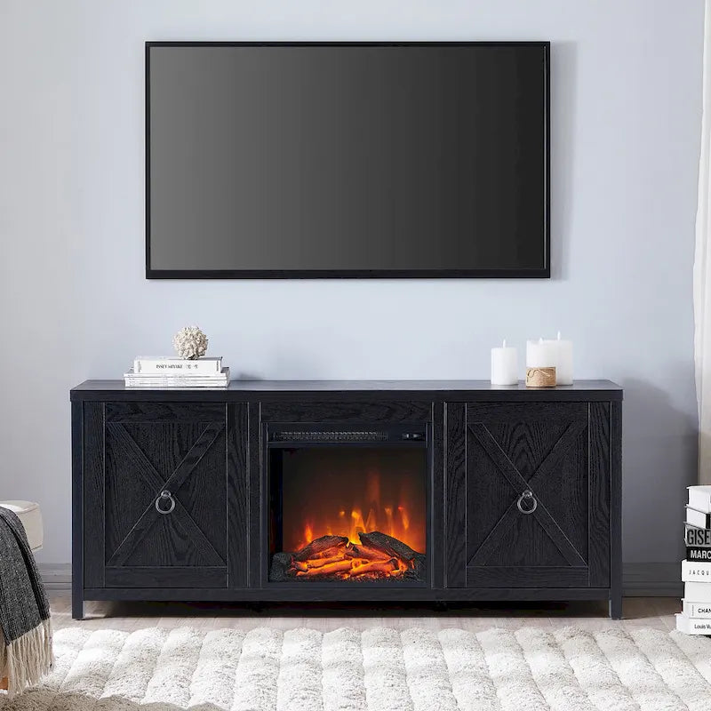 Granger 58 TV Stand with Log Fireplace Insert