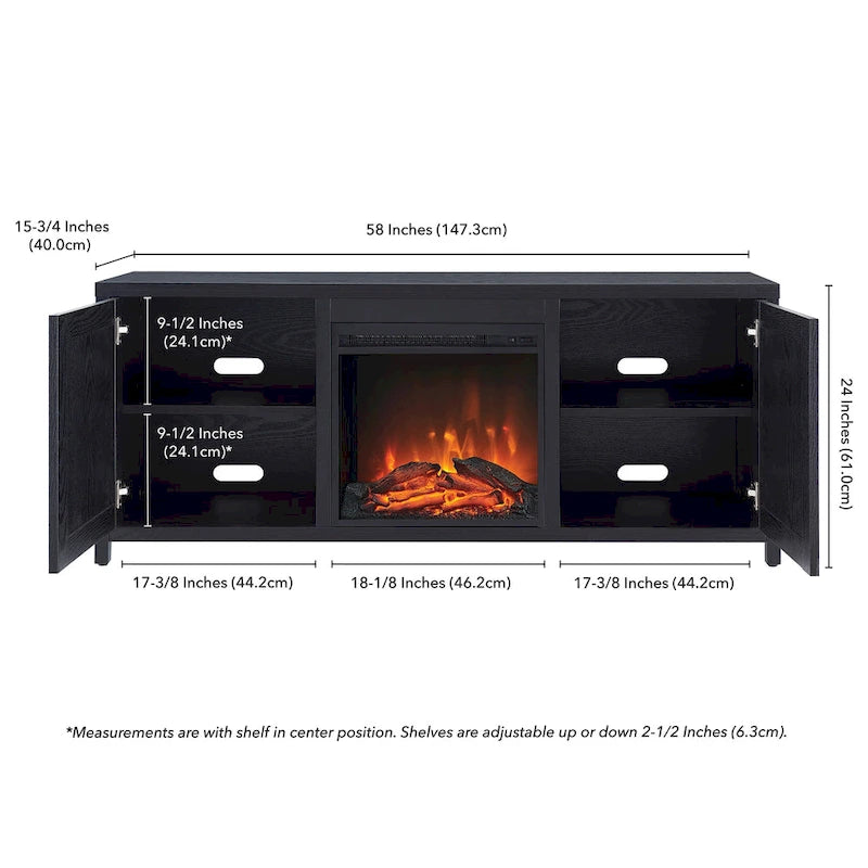 Granger 58 TV Stand with Log Fireplace Insert