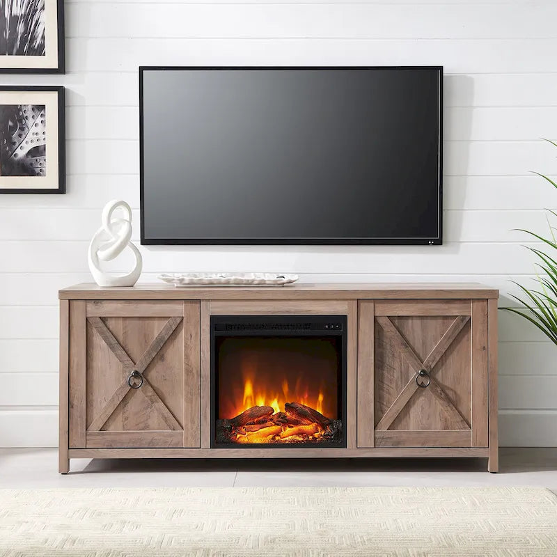 Granger 58 TV Stand with Log Fireplace Insert