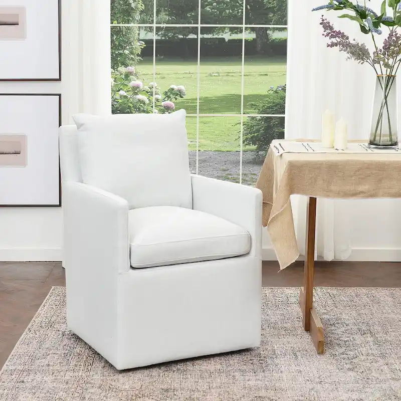 KINWELL 25 Performance Fabric Upholstered Rolling Dining Armchair