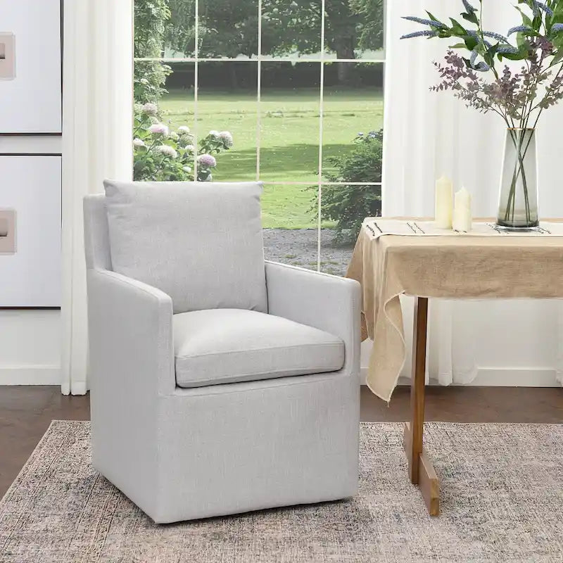 KINWELL 25 Performance Fabric Upholstered Rolling Dining Armchair