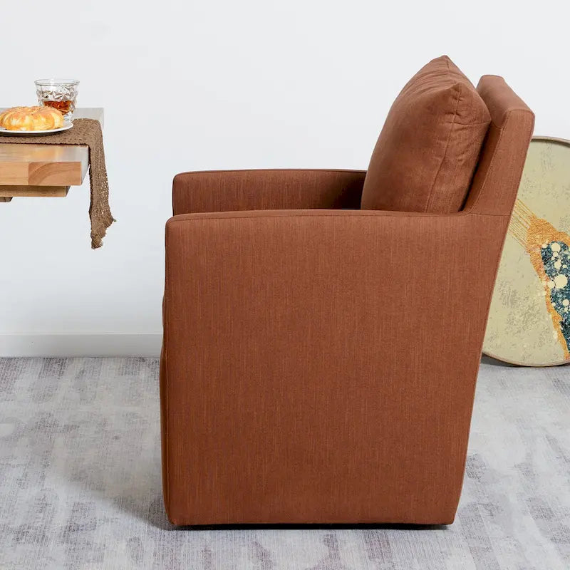 KINWELL 25 Performance Fabric Upholstered Rolling Dining Armchair