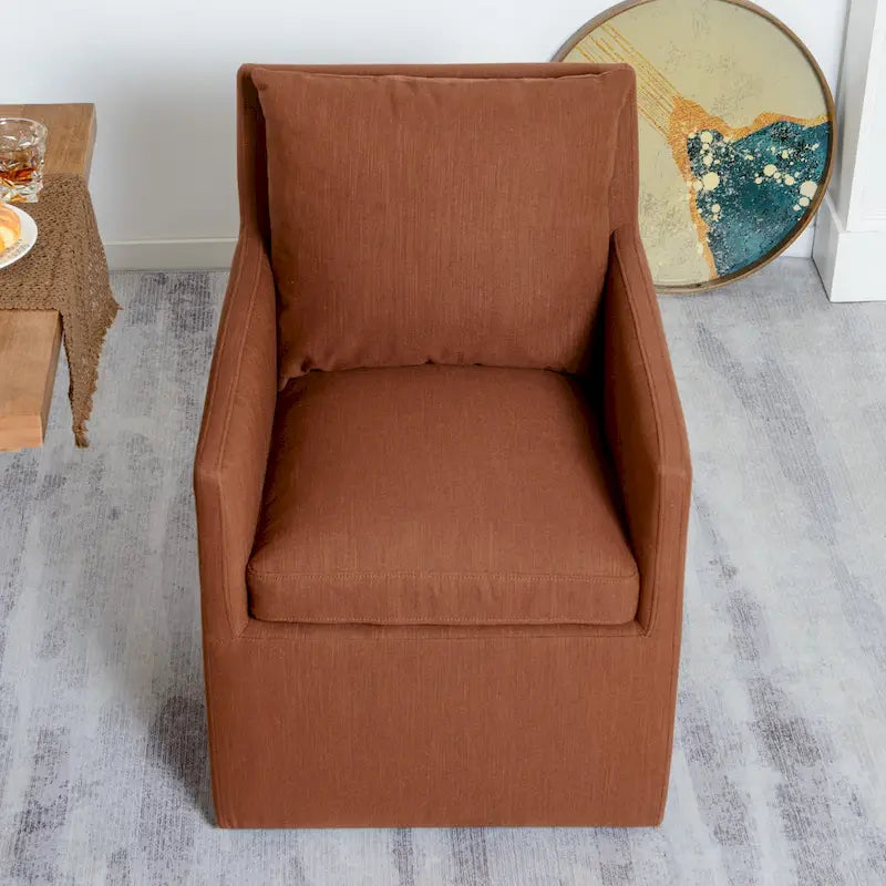 KINWELL 25 Performance Fabric Upholstered Rolling Dining Armchair