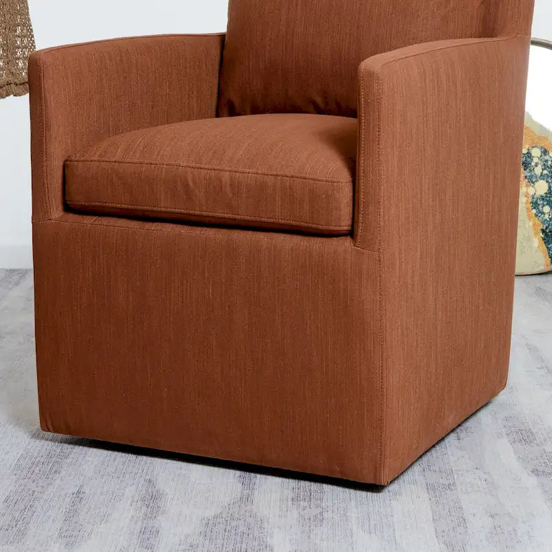 KINWELL 25 Performance Fabric Upholstered Rolling Dining Armchair