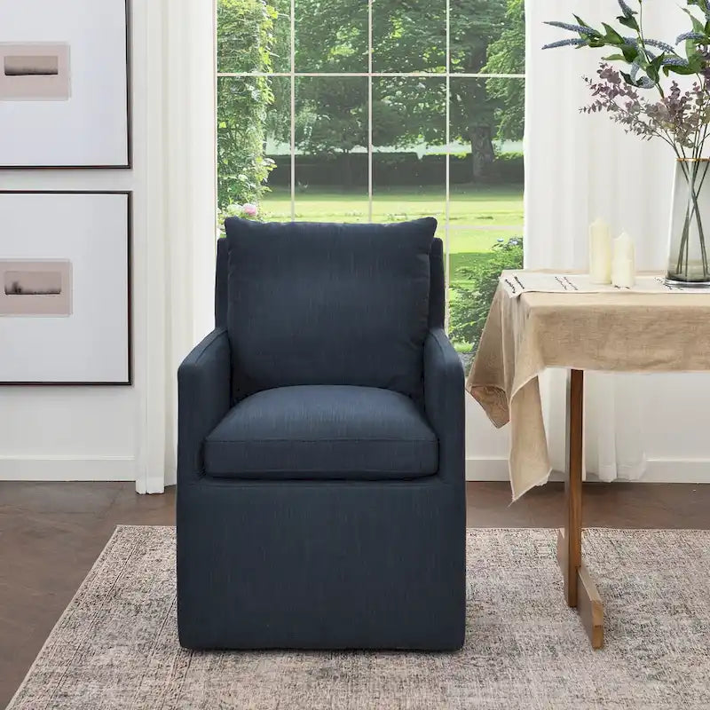 KINWELL 25 Performance Fabric Upholstered Rolling Dining Armchair
