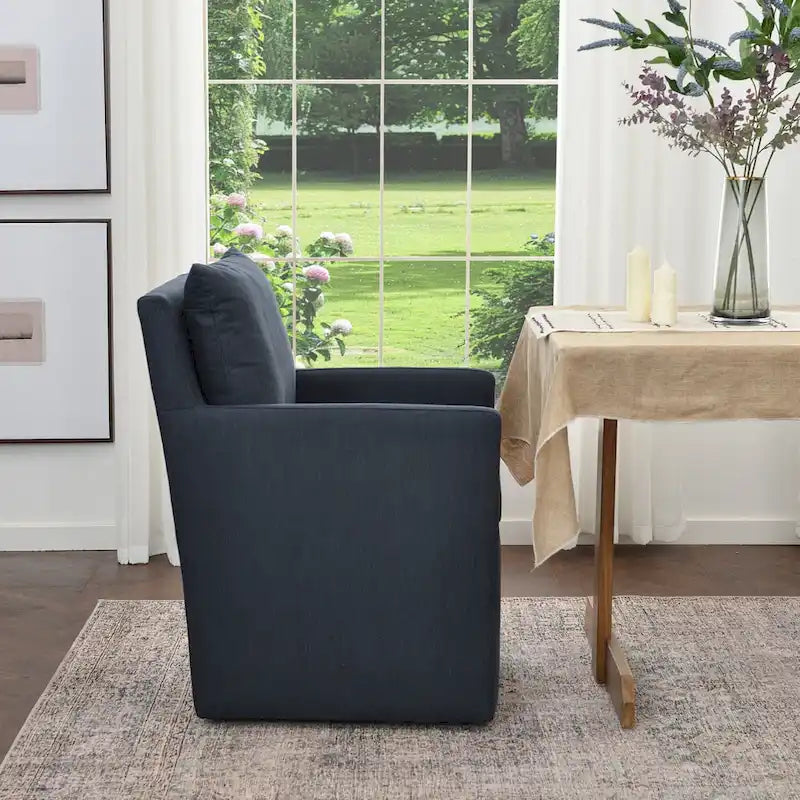 KINWELL 25 Performance Fabric Upholstered Rolling Dining Armchair