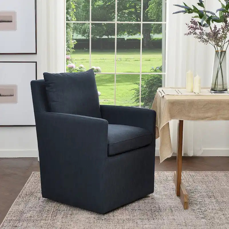 KINWELL 25 Performance Fabric Upholstered Rolling Dining Armchair