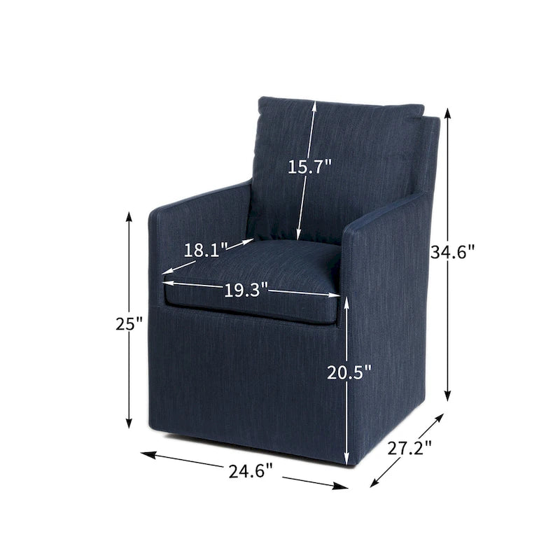 KINWELL 25 Performance Fabric Upholstered Rolling Dining Armchair