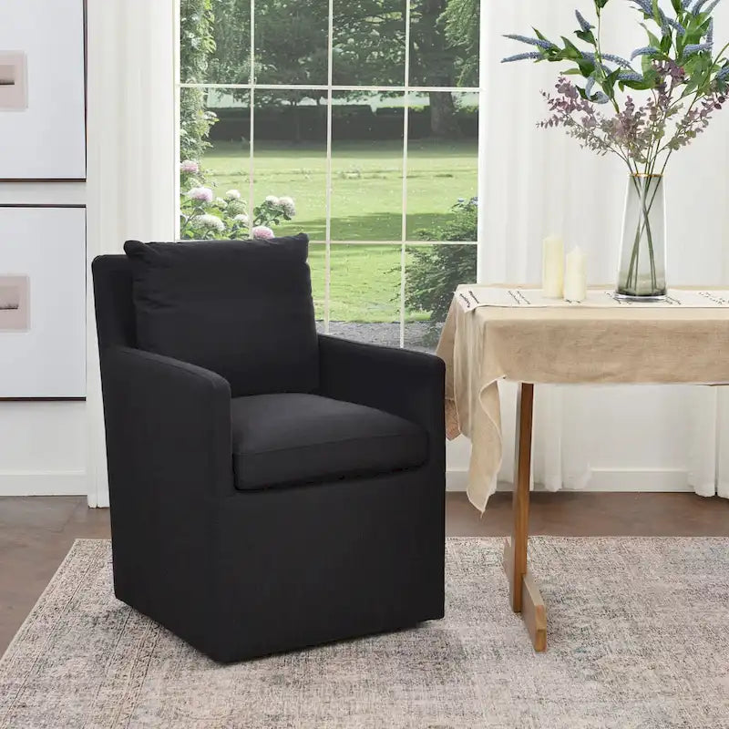 KINWELL 25 Performance Fabric Upholstered Rolling Dining Armchair