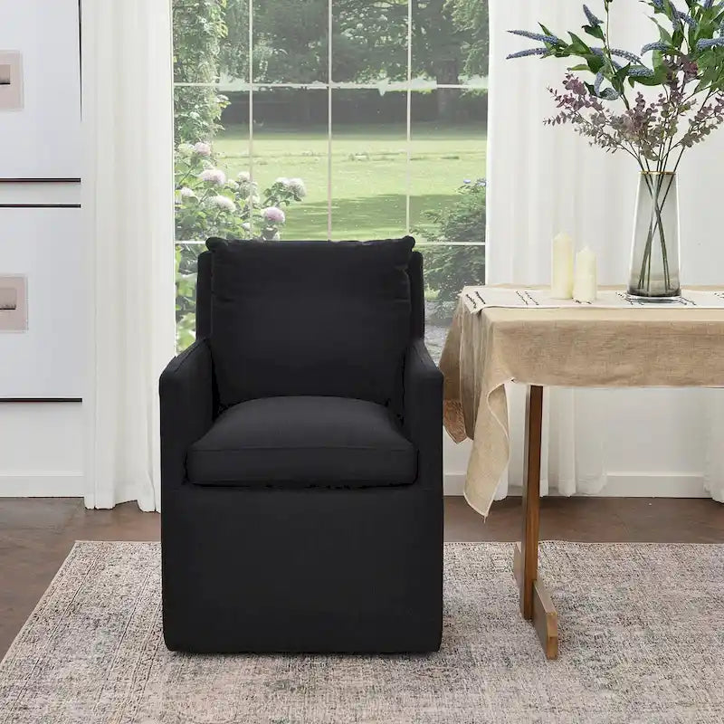 KINWELL 25 Performance Fabric Upholstered Rolling Dining Armchair