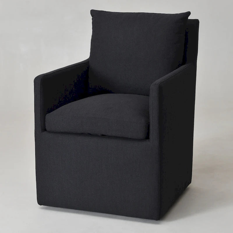 KINWELL 25 Performance Fabric Upholstered Rolling Dining Armchair