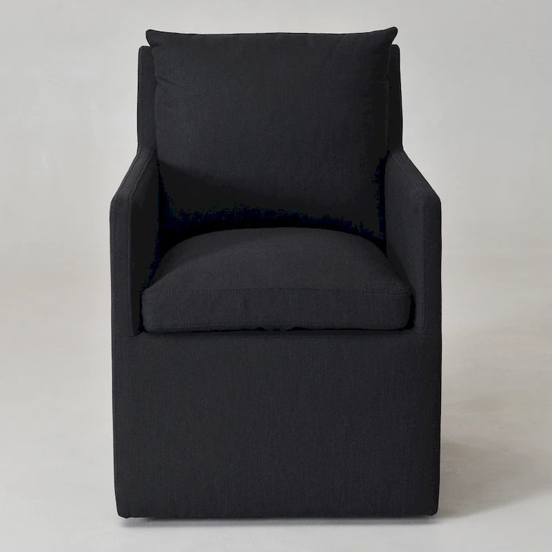 KINWELL 25 Performance Fabric Upholstered Rolling Dining Armchair