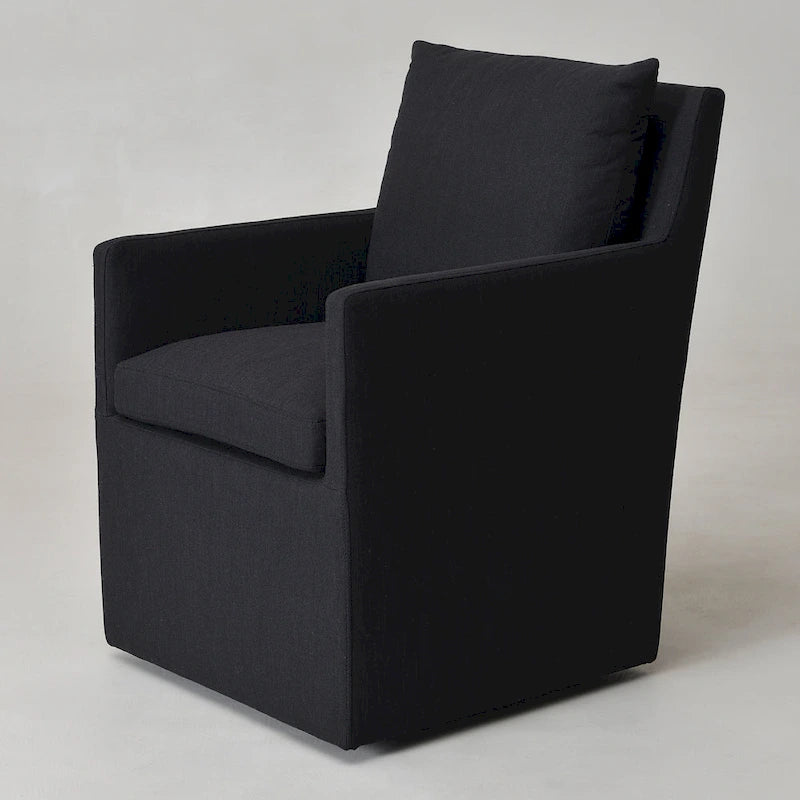 KINWELL 25 Performance Fabric Upholstered Rolling Dining Armchair