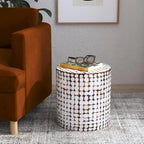 Round Coconut Shell Mosaic Accent Table by East at Main