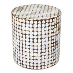 Round Coconut Shell Mosaic Accent Table by East at Main