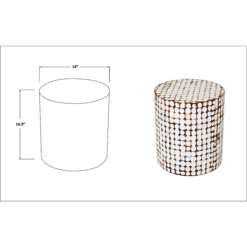 Round Coconut Shell Mosaic Accent Table by East at Main