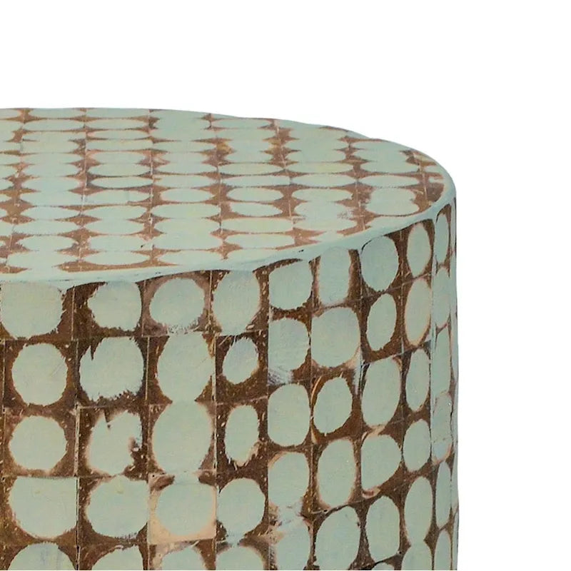 Round Coconut Shell Mosaic Accent Table by East at Main